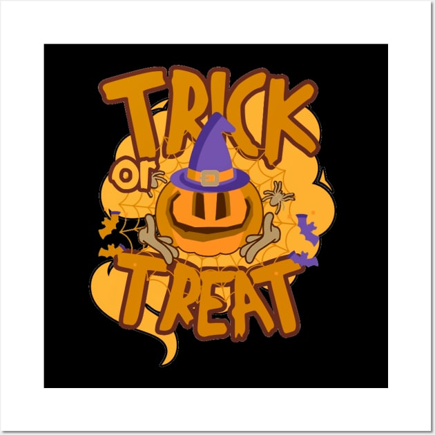 Trick Or Treat Spooky And Sweet, Funny Halloween Party,Happy Halloween Day,Funny Spooky Vibes Wall Art by Customo